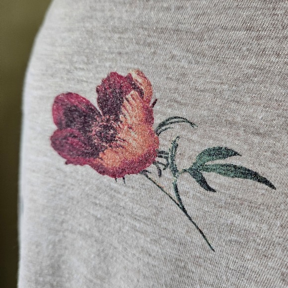 Lucky Brand 3X Taupe Floral Bell Sleeve Boho Lightweight Shirt Top Women - Picture 4 of 8